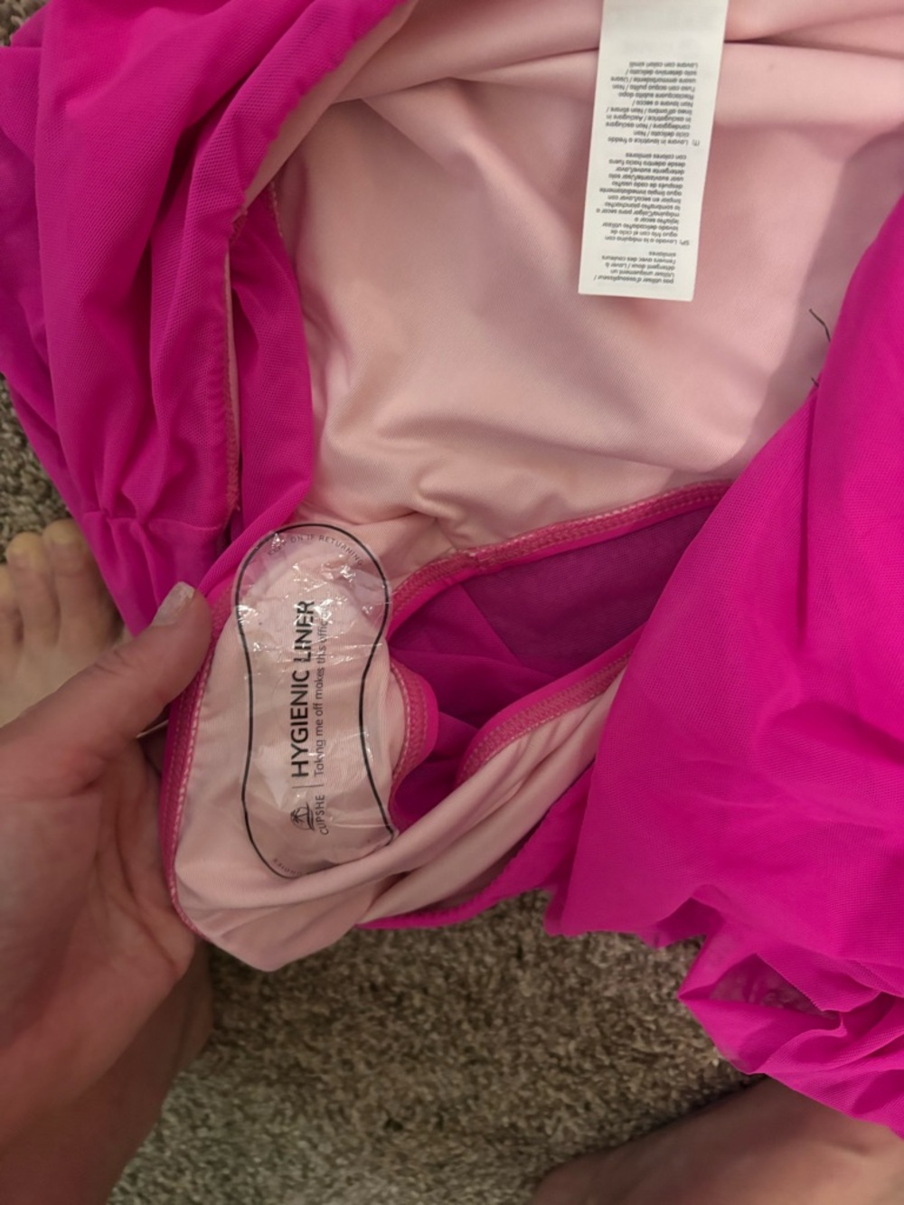Cupshe Hot Pink One-Shoulder Bikini Set - Picture 3 of 4